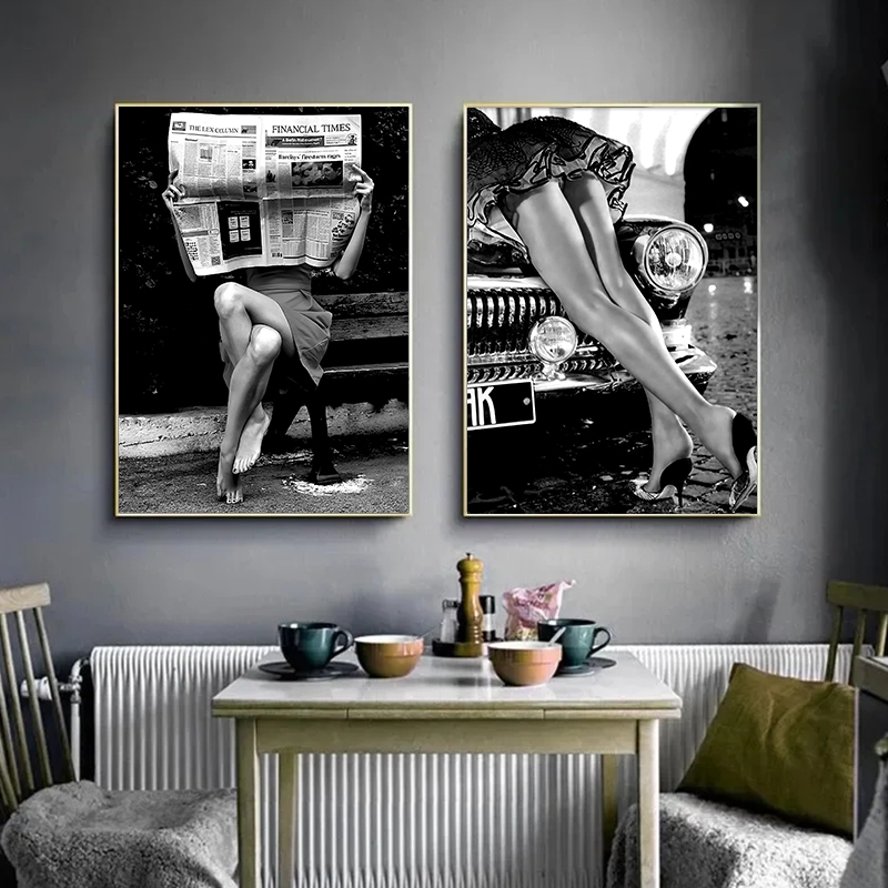 Photography Vintage - Винтажный черно-белый сексуальный женский постер для
